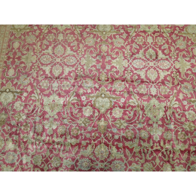 Raspberry Icy Blue Oversize Persian Tabriz Rug, Early 20th Century For Sale - Image 18 of 18