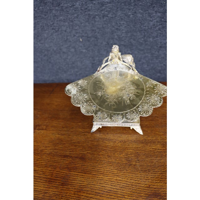 Metal Victorian Figural Silver-Plate Tazza With Engraved Floral Tray For Sale - Image 7 of 18