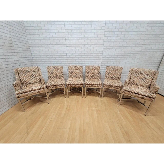 Mid Century Milo Baughman Style Chrome Dining Chairs - Set of 6 For Sale - Image 9 of 9