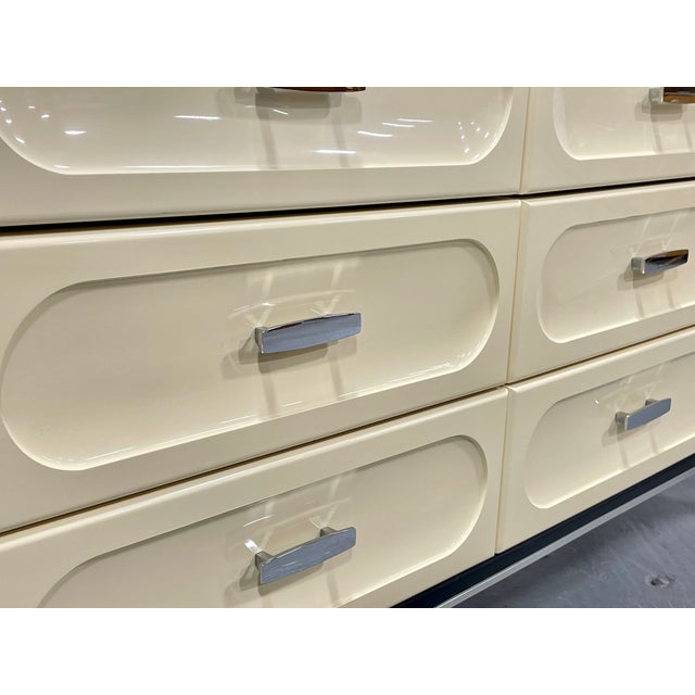 White Mid Century Modern Plastic + Rosewood Credenza / Long Dresser by Vallieres, C. 1960's For Sale - Image 8 of 12