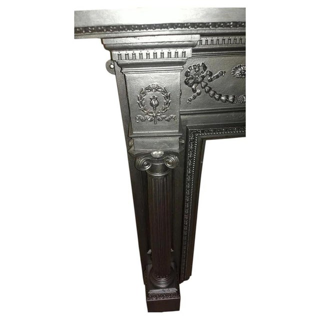 Large Victorian Neoclassical Cast Iron Fireplace Surround For Sale - Image 4 of 8