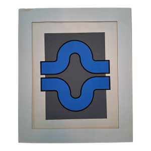 Harold Krisel Silk Screen Print 1971 "Blue Curves" #34 of 70