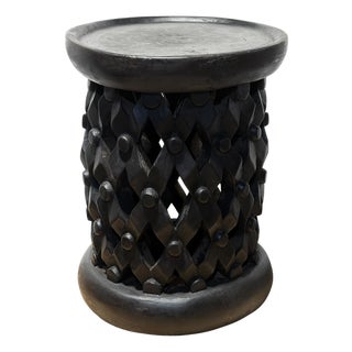 Vintage Lg Tribal Nobility Bamileke Spider Stool/Table Cameroon 18" H For Sale