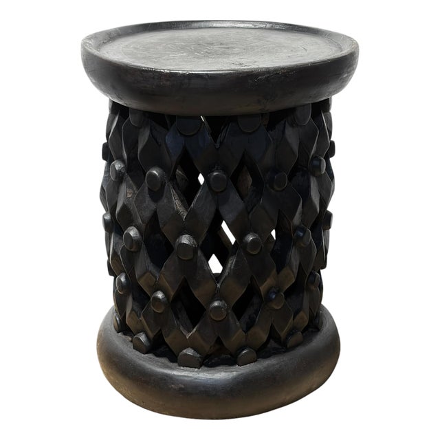 Vintage Lg Tribal Nobility Bamileke Spider Stool/Table Cameroon 18" H For Sale