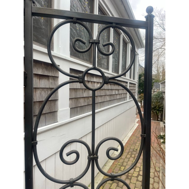 Tall Hand-Forged Iron Garden Screen / Folding Room Divider, 4-Panel For Sale - Image 4 of 10