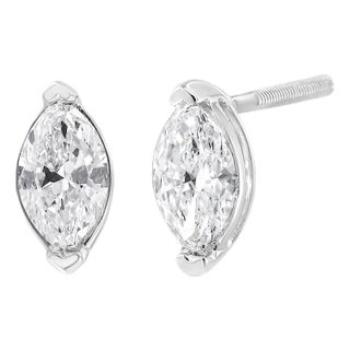 14K White Gold 4/5 Cttw Marquise Lab Grown Diamond Solitaire Stud Earrings For Sale