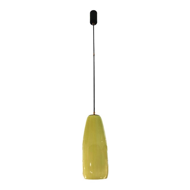 1950s 4035 Yellow Murano Glass Pendant Light by Massimo Vignelli for Venini, Italy, 1950s For Sale - Image 5 of 5