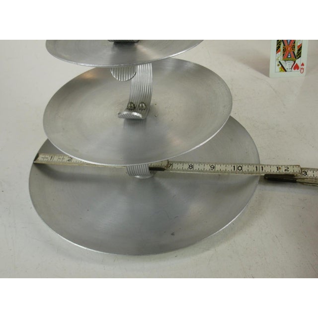 19th Century Serving Tray Mullti-tear Hand Wrought Aluminum Mid Century Modern For Sale - Image 9 of 12