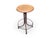 This vintage stool combines industrial and functional design, featuring a circular solid wood seat with visible signs of...