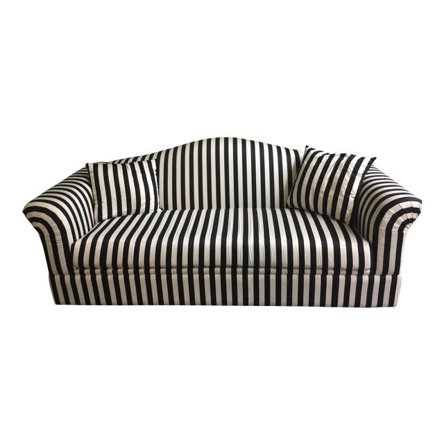 Precedent 1990 Modern Black & White Striped Sofa Chairish