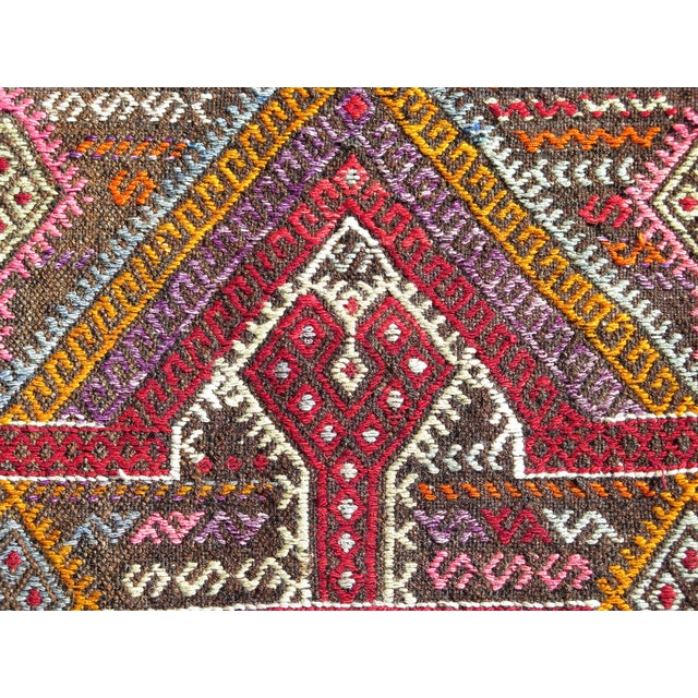 Textile Mid 20th Century Aesthetic Vintage Cute Turkish Kilim Handmade Boho Area Rug For Sale - Image 7 of 10