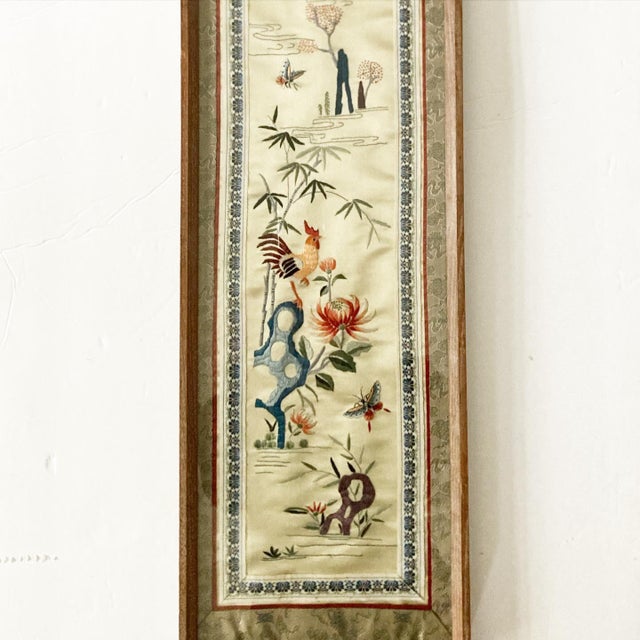 Antique Late 19th Century Silk Embroidered Panel For Sale - Image 9 of 11