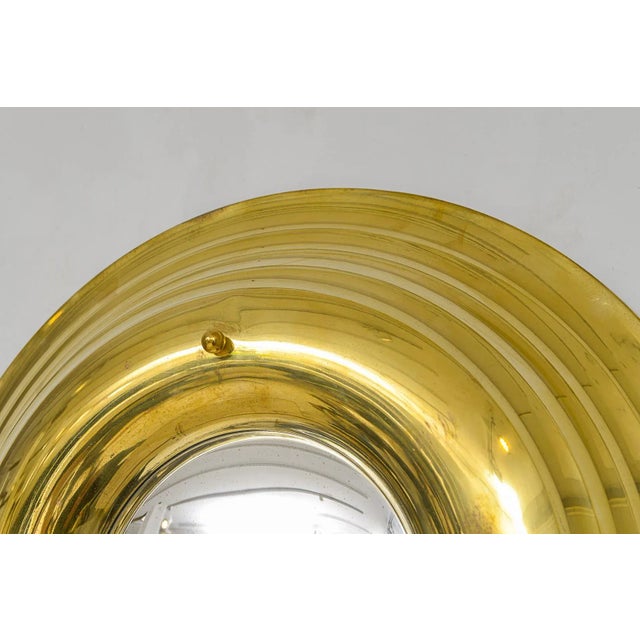 1950s Vintage French Brass Circular Convex Mirror For Sale - Image 5 of 6