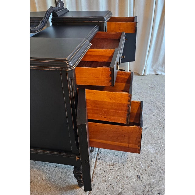 Black 1930's Black Vanity With Mirror, Vintage Parisian Style For Sale - Image 8 of 17