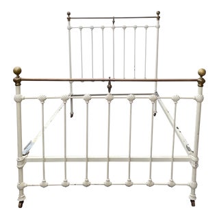 Early 20c French Brass and Cast Iron Full Sized Bed Frame For Sale