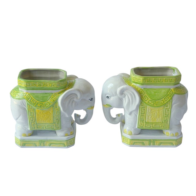 Vintage Ceramic Elephant Planters / Cachepots – Pair For Sale In Houston - Image 6 of 10