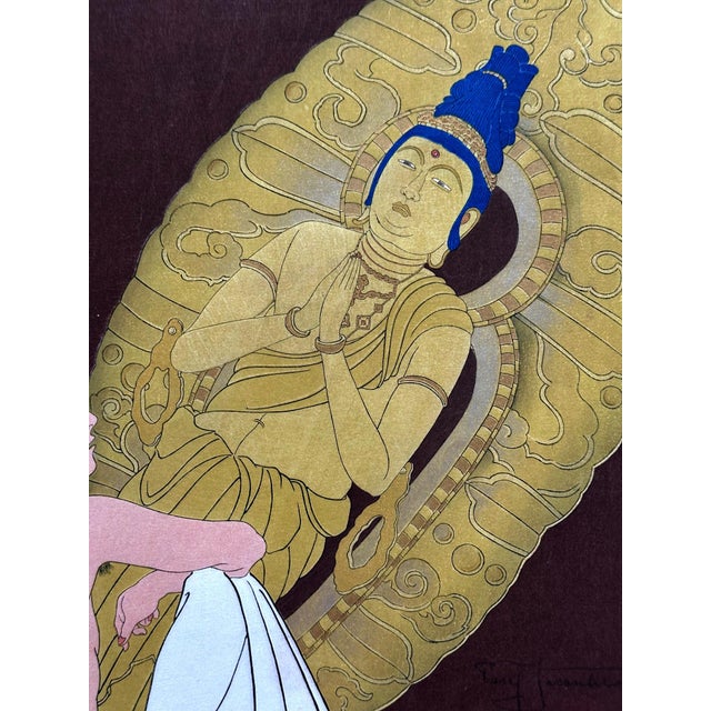 Framed Rare Japanese Woodblock Print Le Genie Sans Nom by Paul Jacoulet For Sale - Image 10 of 15