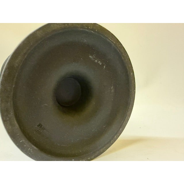 Vintage 1960s Wedgwood Black Basalt Fluted Trumpet Footed Vase For Sale - Image 13 of 16