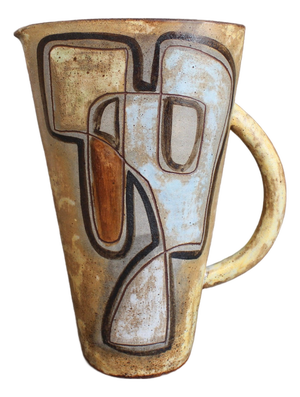Vintage French Ceramic Pitcher with Abstract Motif by Alexandre Kostanda, 1960s
