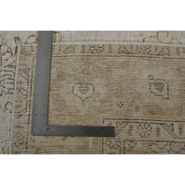 Tabriz Rug 6’6” X 9’9” Beige Wool Vintage Distressed Hand-Knotted Carpet For Sale - Image 15 of 15