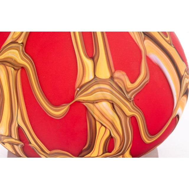 Contemporary Essie Zareh Signed Baijan Art Glass Jack in Pulpit Vase 17.75" Red Gold Mint For Sale - Image 3 of 7