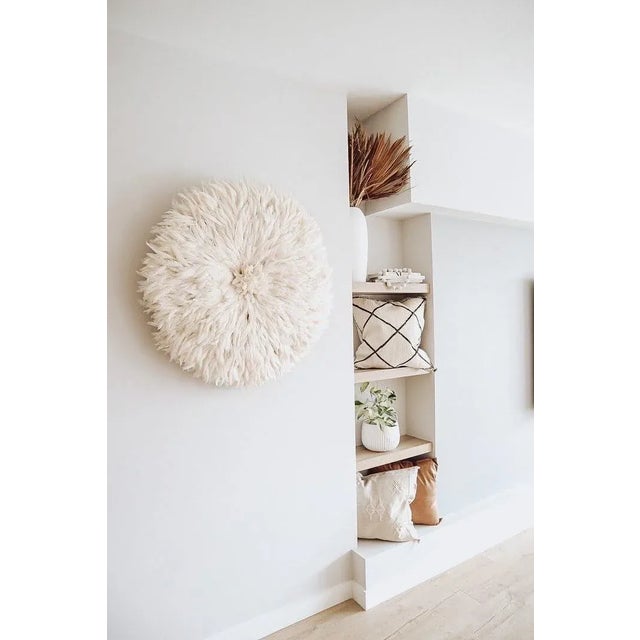 Not Yet Made - Made To Order White Feather Juju Hat: Boho Wall Decor, Handmade Bamileke For Sale - Image 5 of 10