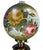 Vintage table lamp with a green and white glass body and matching spherical glass shade, both decorated with hand-painted...