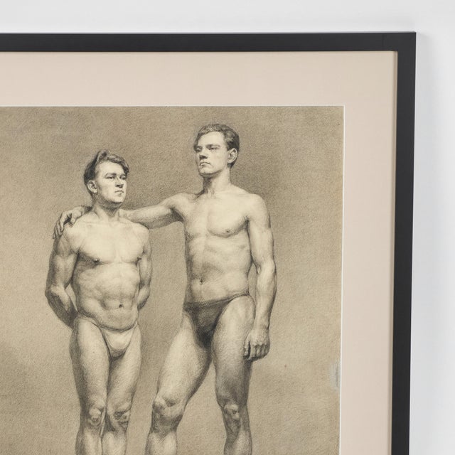 1940s Large Vintage Pencil Drawing, Signed by Russian Artist Tumakov, '49 For Sale - Image 5 of 7