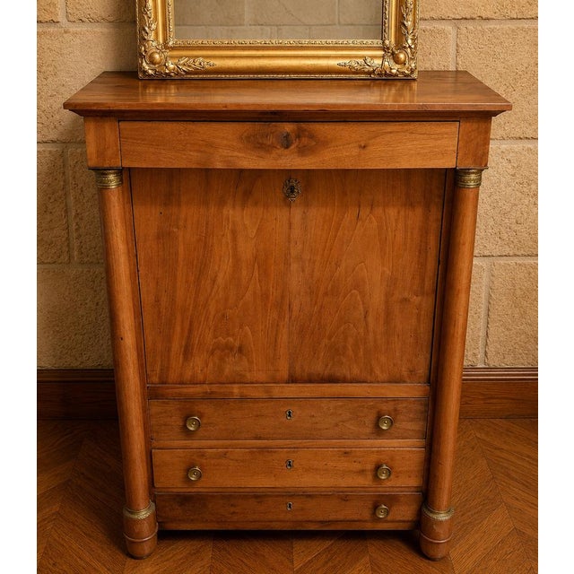 Empire Walnut Drop-Front Secretary, Early 19th Century For Sale - Image 4 of 10