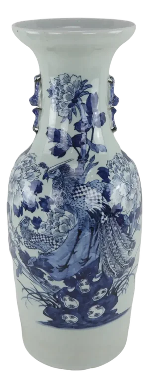 Chinese Mid-Qing Dynasty Celadon Blue and White Vase