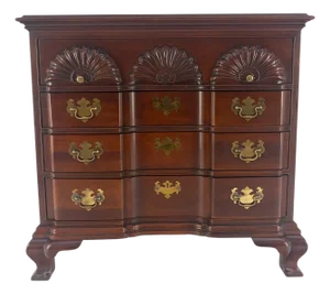 Mahogany Chippendale Style 4 Drawer Bracket Feet Bachelor Chest Dresser MINT