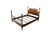 Antique mahogany four poster bed frame featuring Colonial styling with turned posts, acorn finials and curved camelback...
