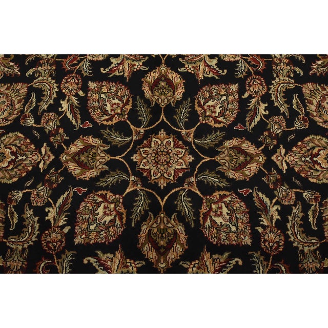 Agra Rug 9’2” X 12’1” Black Wool Traditional Hand-Knotted Oriental Carpet For Sale In Philadelphia - Image 6 of 14