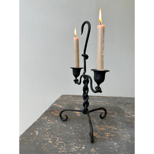 Antique Forged Iron Twisted Candelabra, Circa Early 19th Century For Sale - Image 4 of 12