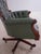 Green Carved Mahogany Frame Green Leather Office Desk Chair For Sale - Image 8 of 18