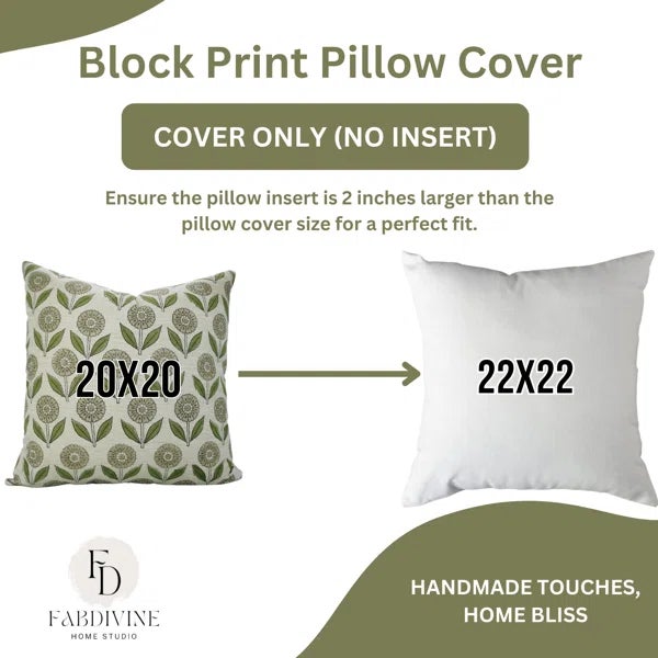 Not Yet Made - Made To Order Fabdivine Handmade Block Print Decorative Cushion Cover 12x20 Inch Genda Pushp For Sale - Image 5 of 5