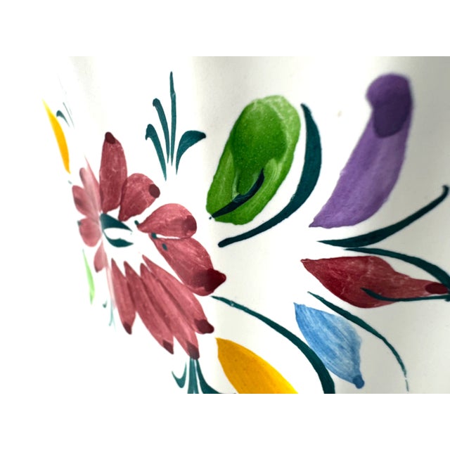 Rustic European Vintage Italian Hand-Painted Scalloped Floral Pottery Planter For Sale - Image 3 of 12