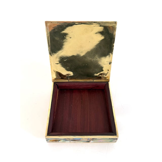Brass Mid Century Abalone and Brass Box For Sale - Image 8 of 9
