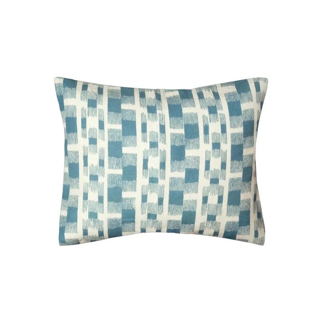 Pair of 12" x 16" Linen cushions with the pattern "Ikat" from Antoinette Poisson's domino papers collection. Duck Feather...