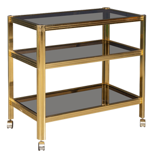 Vintage Brass and Smoked Glass Drinks Trolley from Maison Jansen, 1970