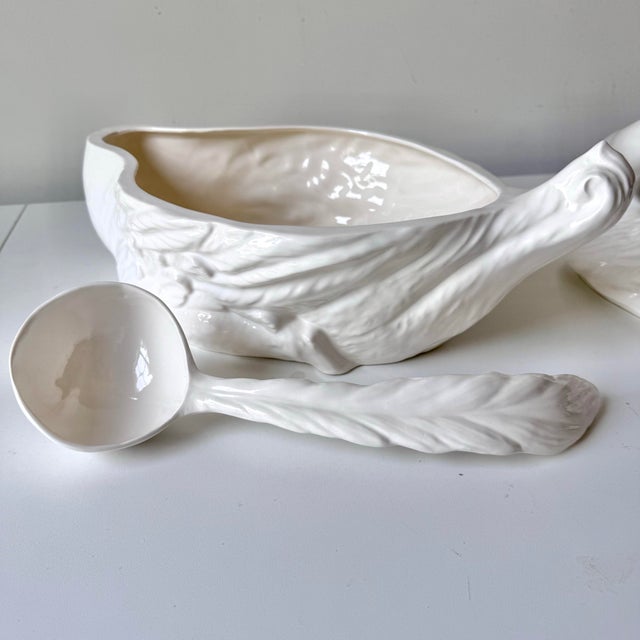 1980s Ceramic Swan Soup Tureen With Laddle For Sale In Charleston - Image 6 of 10