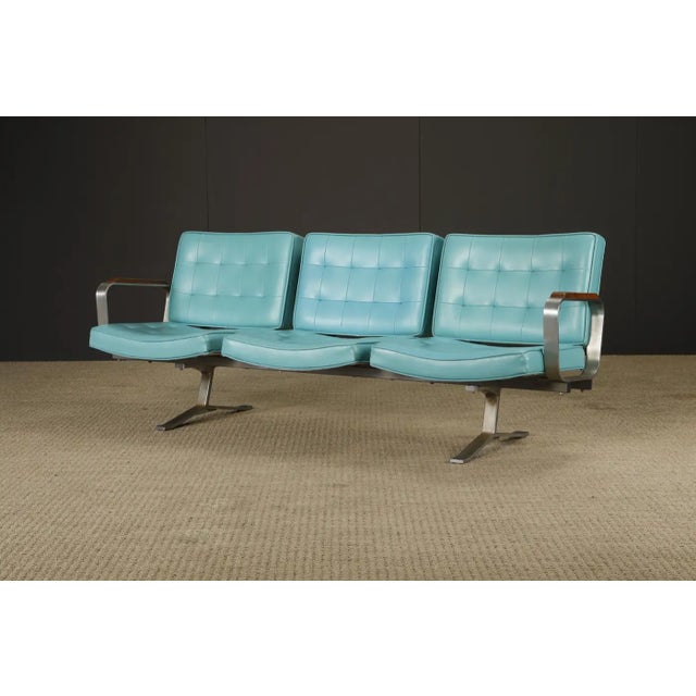 Mid-Century Modern Heavy Steel Airport Tandem Sofa, Circa 1950s For Sale - Image 4 of 18