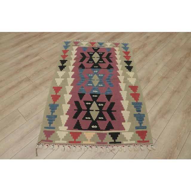 1970s Farmhouse Style Geometric Design Pink Oushak Kilim Rug For Sale - Image 13 of 13