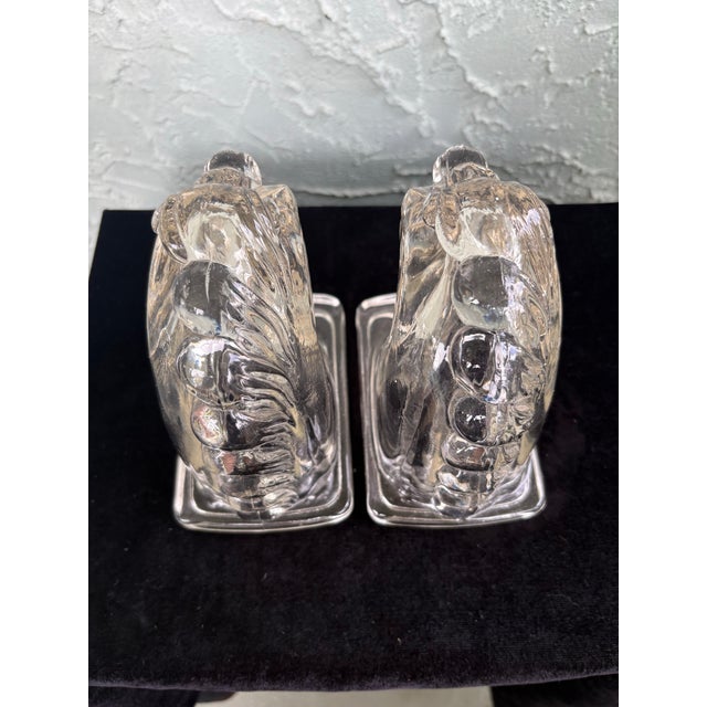 Vintage Federal Glass Horse Head Bookends – Clear Pressed Glass Pair, C. 1940s For Sale - Image 10 of 10