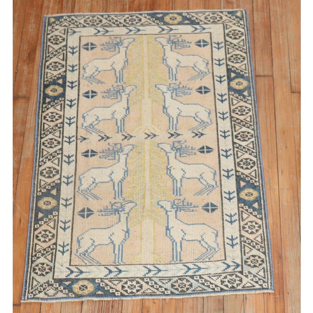 Vintage Turkish Reindeer Animal Rug For Sale - Image 17 of 18