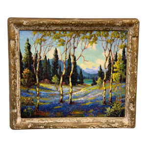 Harry Leonard Lopp Lakeside Landscape Oil Painting, Vintage