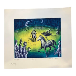 1980’s Original Colored Etching “Circus” Signed & Numbered For Sale