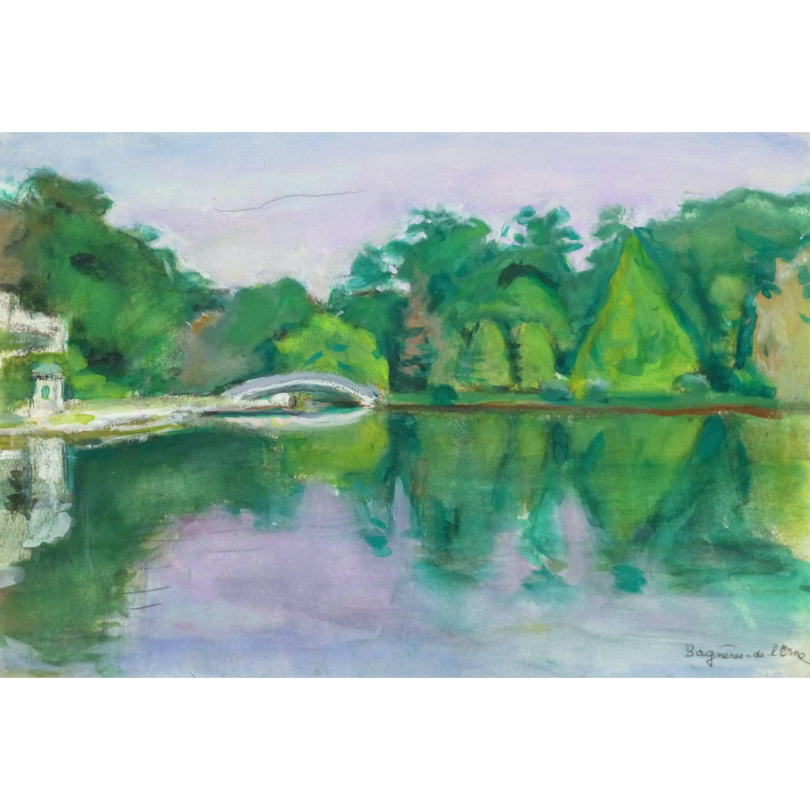 Madeleine Scali Vintage French Landscape Painting View Of River Orne In Normandy France Chairish