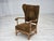 Scandinavian Wingback in Corduroy and Carved Oak, 1970s For Sale - Image 18 of 18