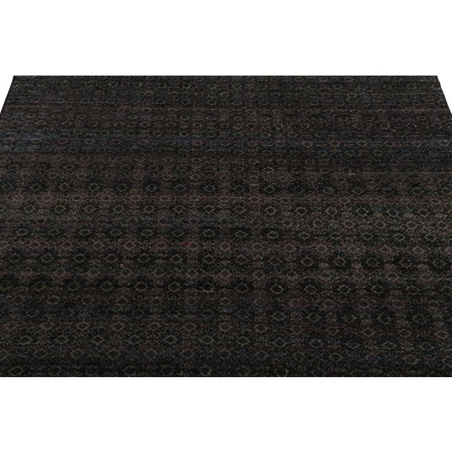 Rug & Kilim Rug & Kilim’s Contemporary Rug in Black, Blue and Purple Geometric Patterns For Sale - Image 4 of 7